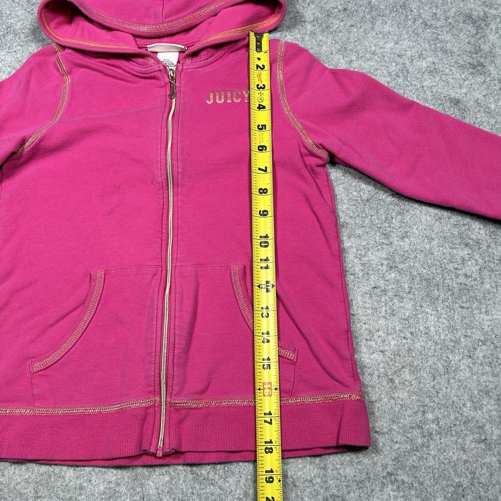 Juicy Couture Hoodie YOUTH Girls Size 8/10 Pink Y2K Full Zip Double Sided - Picture 5 of 15